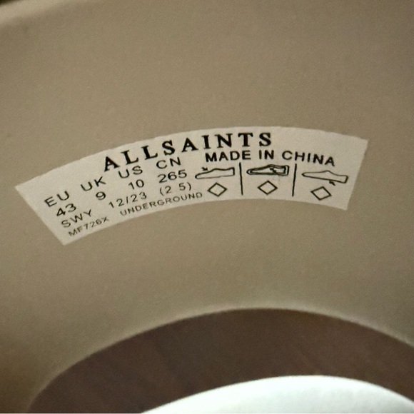 Men’s Allsaints Underground Slip On Slide Sandals - White/Cream - US 10 / EU 43 - Picture 9 of 14